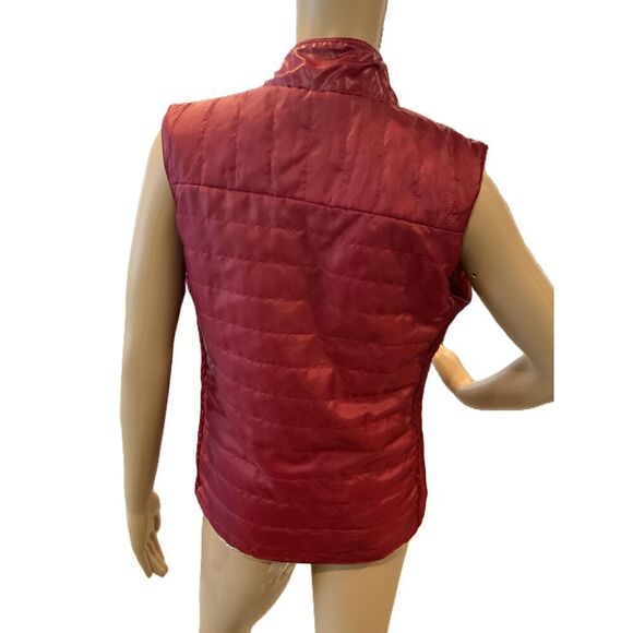 U-Bien Red Sleeveless Zip Puffer High Collar Zipper Pockets Womens Vest Size Med - Picture 9 of 12